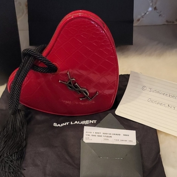 NEW Saint Laurent croc embossed leather clutch - Picture 14 of 15